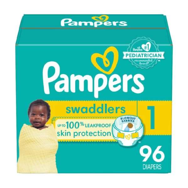 Pampers Swaddlers Diapers - Size 1, 96 Pcs